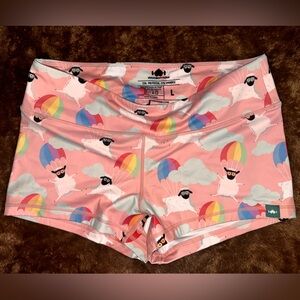 Pink and Blue Athletic Shorts with Abstract Design